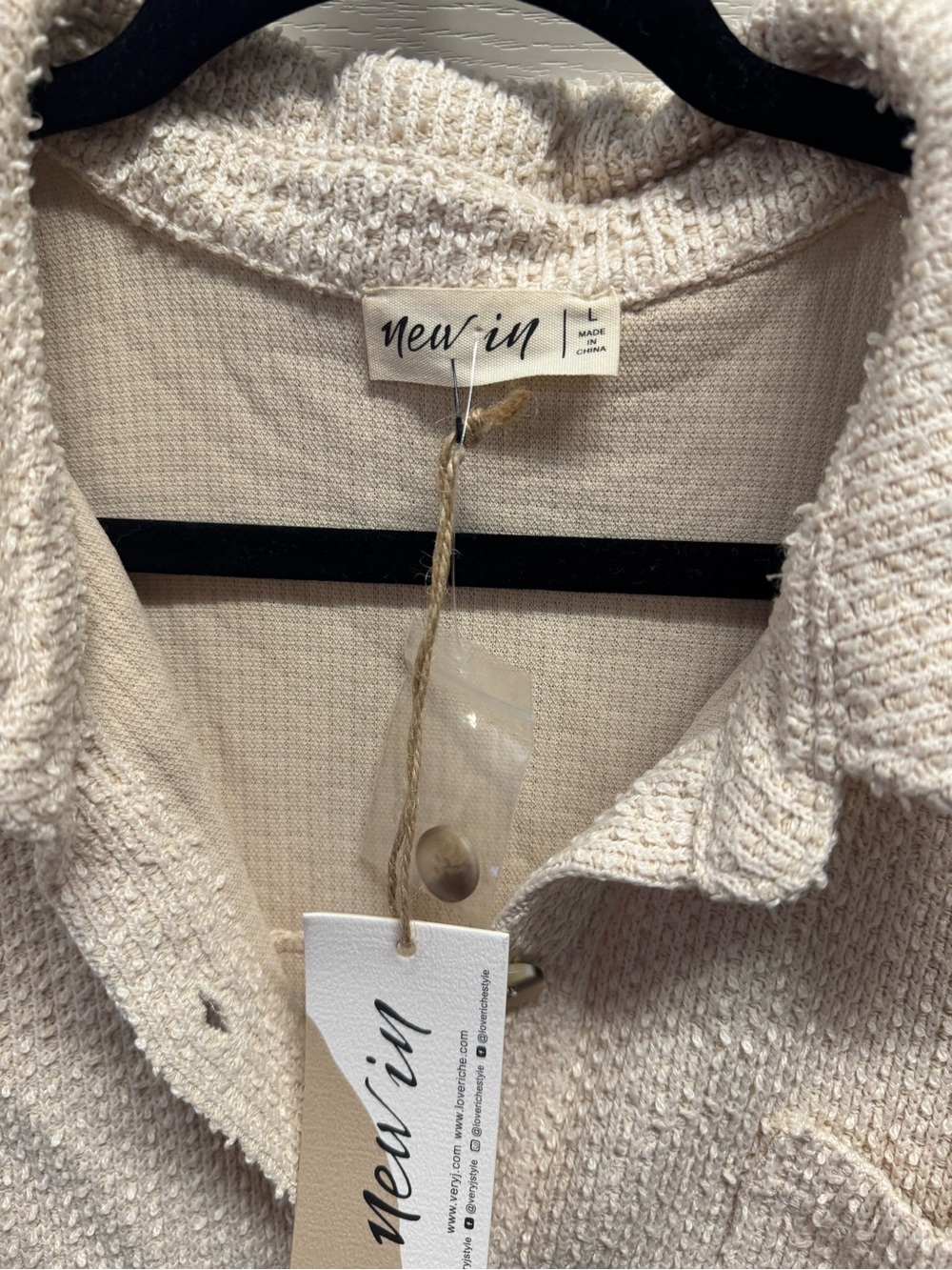 New In Cream Collared Textured Knit Cardigan